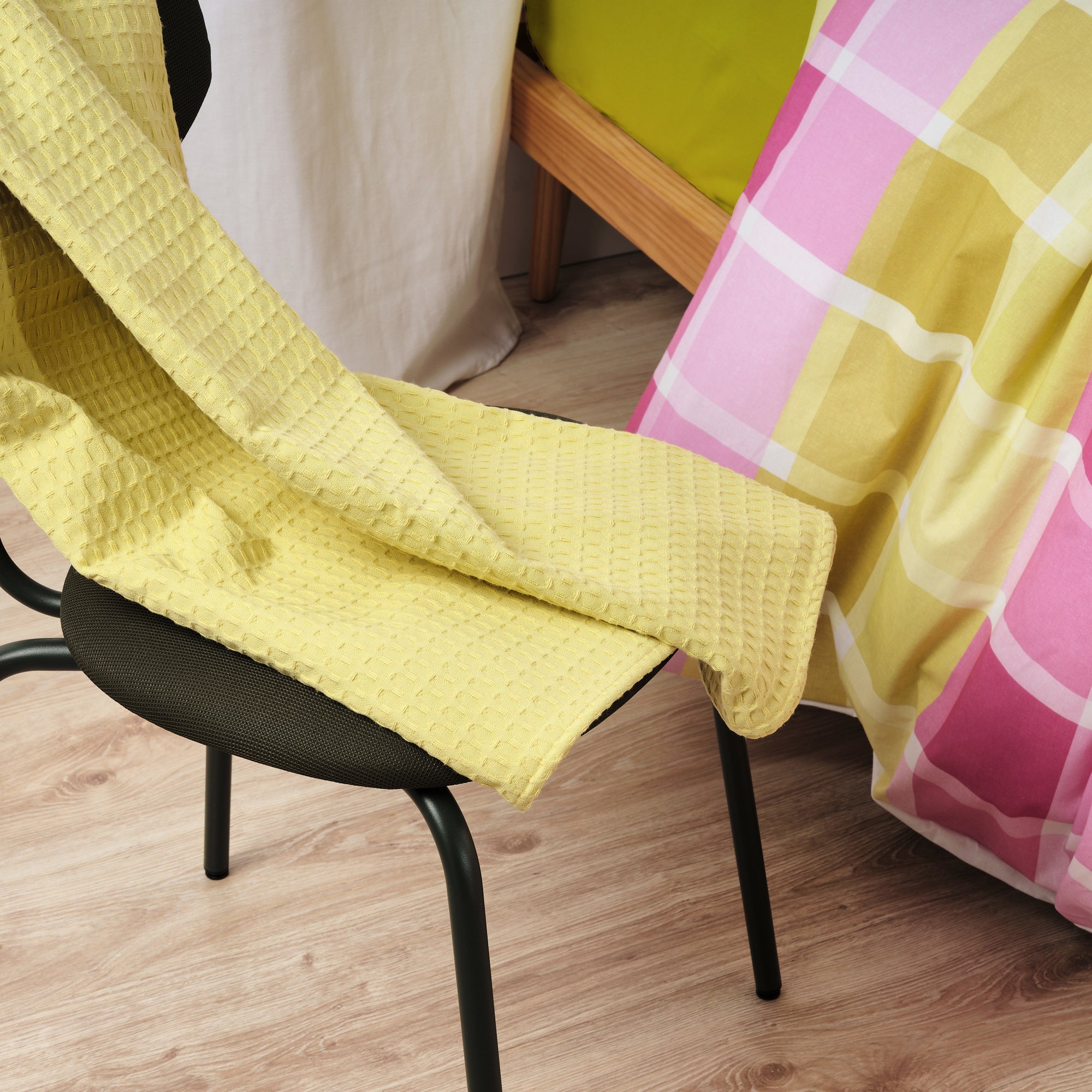 Plaid Gaufré 100% Coton Vert Clair